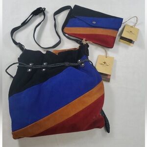 Patricia Nash Vibrant Suede Crossbody Bag Set